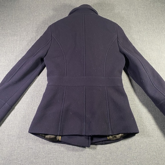 J Crew Jacket Womens 2 Stadium Cloth Nello Gori Peacoat Wool Gold Button Coat - Picture 2 of 6